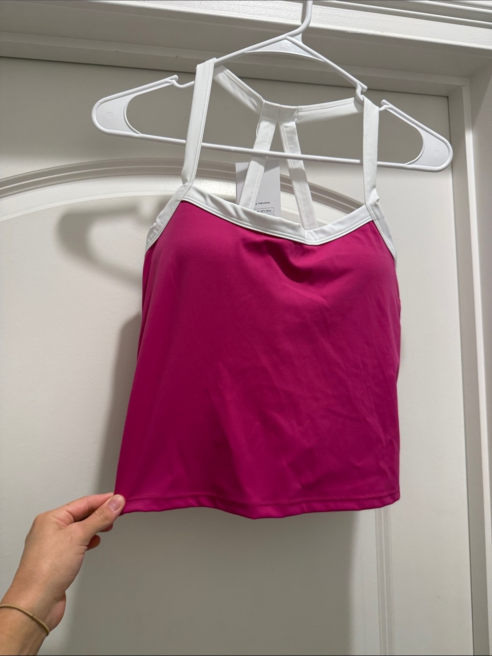 Pink and White Strappy Athletic Tank